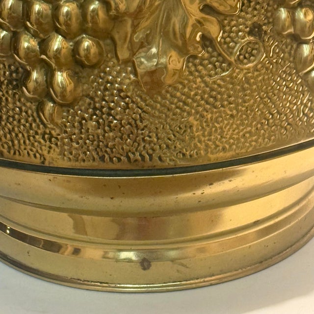 Monumental Vintage English Brass Repoussé Jardinière For Sale - Image 11 of 12