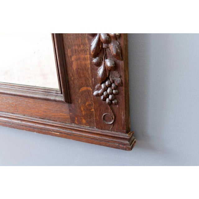 Antique Carved Oak Framed Mirror with Painting, 1920s For Sale - Image 15 of 18