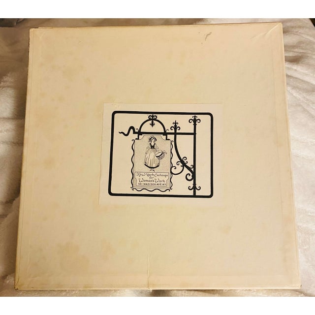 Textile Mid 20th Century Madeira Pink Embroidered Linen Placemats and Napkins in Original Box - 4 pcs For Sale - Image 7 of 9