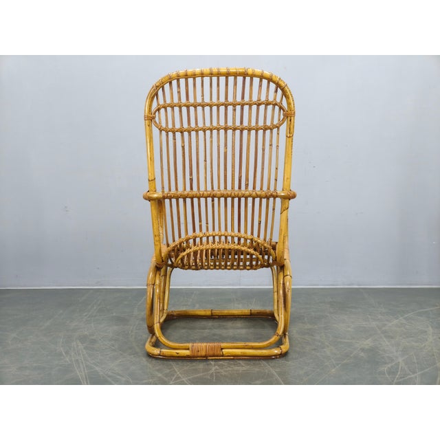 1960s Mid-Century Italian Rattan Lounge Armchair, 1960s For Sale - Image 5 of 15