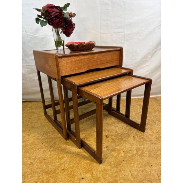 Vintage g plan teak nest of tables | 1960s | rare drawer detail | british mid-century design a superb and rather unusual...