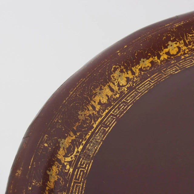 Paper 19th Century Red Paper Mache Tray on Custom Stand For Sale - Image 7 of 11