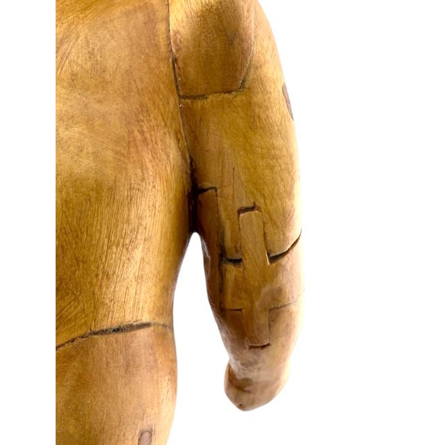 Wood 1990s Donald Nelsen Modernist Painted Wood Walking Figure Sculpture With Fez For Sale - Image 7 of 18