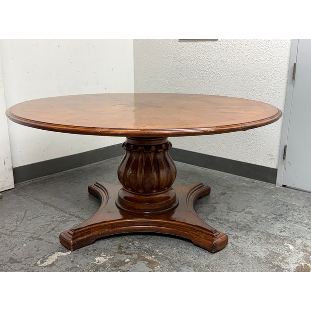 Traditional Woodland Furniture Starburst Pedestal Dining Table, 66 Inches For Sale - Image 3 of 12