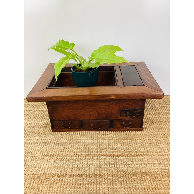 Chinoiserie Antique Asian Wood Hibachi / Side Table or Planter For Sale - Image 3 of 9