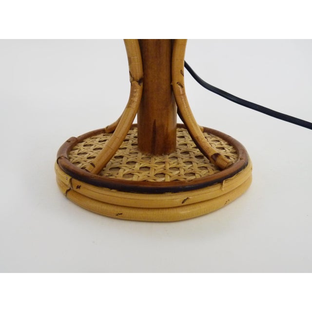 Vintage Bamboo and Rattan Lamps with Caning, 1950s, Set of 2 For Sale - Image 6 of 8
