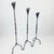 2020s Hand Forged Iron Candelabra Set of 3 (87-107cm) Antique Copper Finish Sculptural Calla Lily Floor Set For Sale - Image 5 of 6