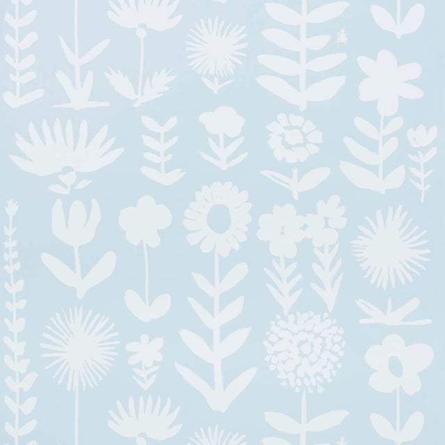 Sample - Schumacher X Vera Neumann Wild Things Wallpaper in Sky For Sale