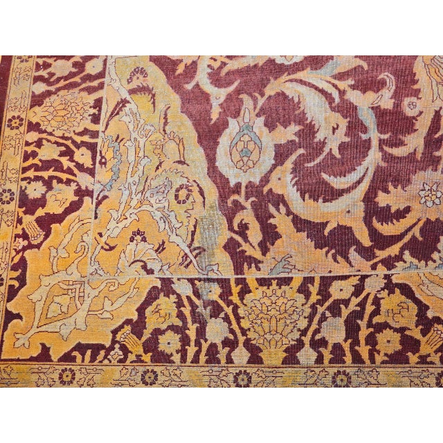 19th Century Handwoven Amritsar Rug, Handwoven Wool, Mughal Design, Burgundy & Tan, 12' X 14' For Sale - Image 4 of 18