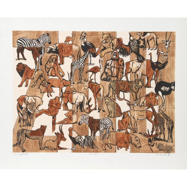 Caroline Schultz American (1936–2004) Zoo Composition Date: circa 1980 Lithograph on Arches, Signed and numbered in pencil...