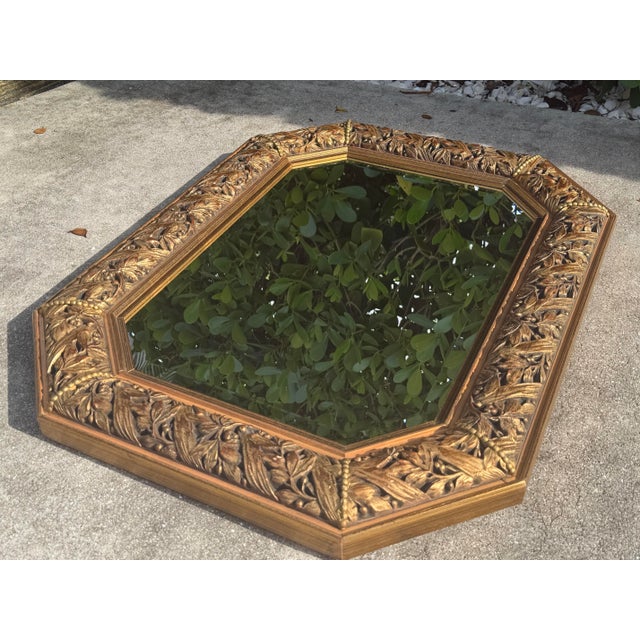 Silver Vintage Italian Carved Fruit & Foliage Octagonal Mirror For Sale - Image 8 of 12