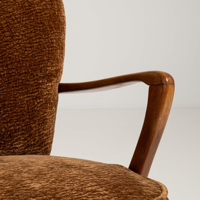 Pair of Shellback Upholstered Armchairs, Antique, Denmark, Circa 1940 For Sale - Image 4 of 11