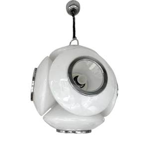 Satellite Murano Glass Metal Chrome Pendant Lightning by Reggiani, Italy, 1970s