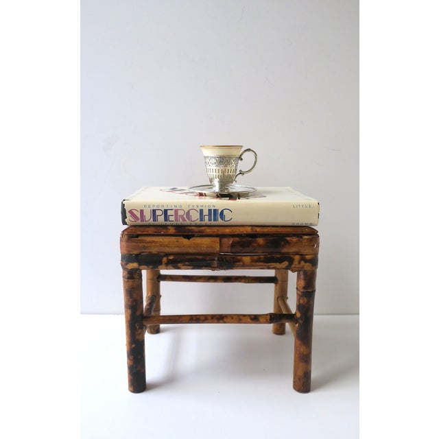 Wicker Bamboo Stool Plant Drink Stand, Small For Sale - Image 4 of 13