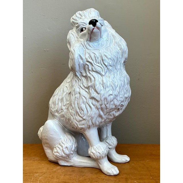 Vintage Italian White Ceramic Poodle Sculpture For Sale - Image 9 of 12