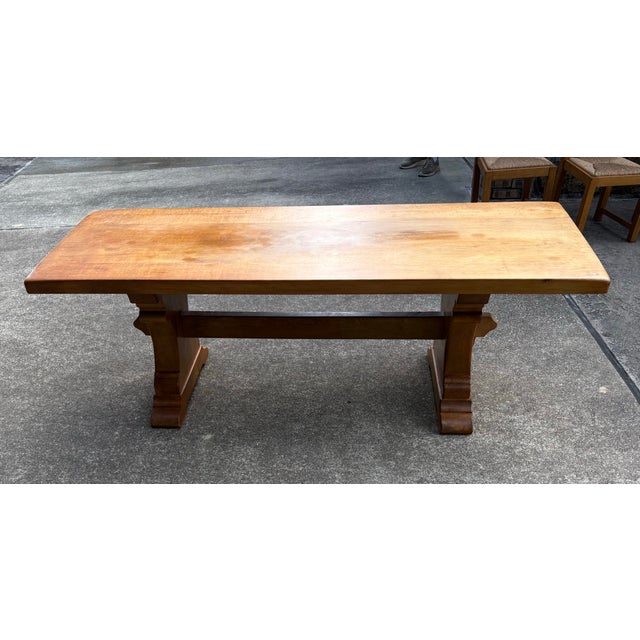 Mid 20th Century Vintage French Country Trestle Dining Table For Sale - Image 5 of 10