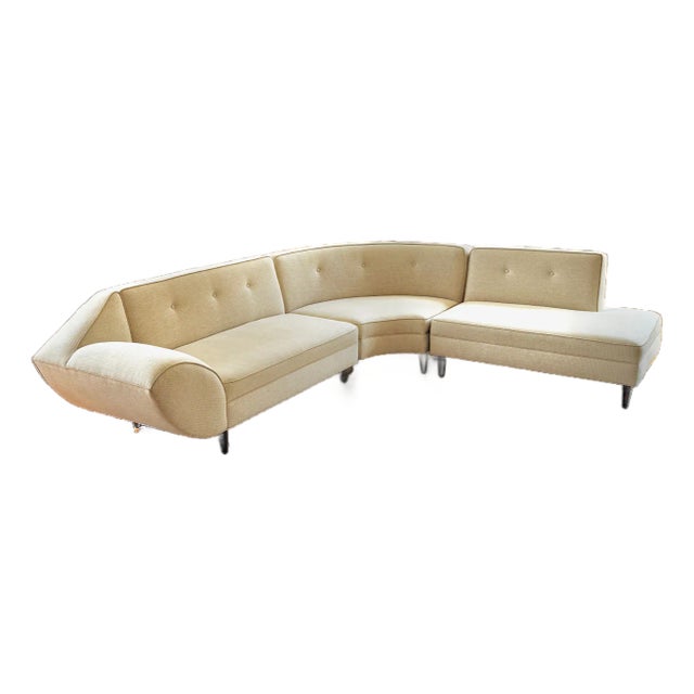1960s Sculptural Mid-Century Curved Sectional Sofa – Reupholstered & Rare For Sale