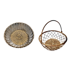 Charming Woven Brass Egg Baskets Set of 2