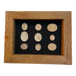 Italian Plaster Intaglios in Reclaimed 1880s Pine Frame For Sale