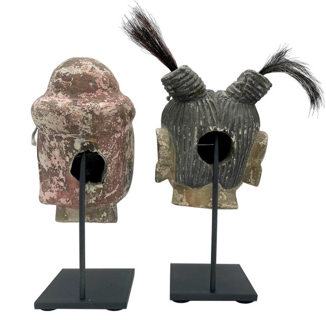 1900 - 1909 Antique Burmese Carved Animated Mounted Puppet Heads For Sale - Image 5 of 5