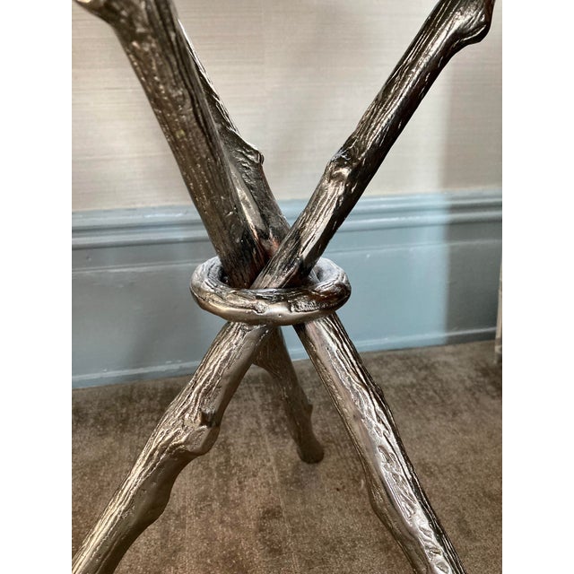 Global Views Silver Twig Side Table With Black Granite Top For Sale - Image 13 of 18