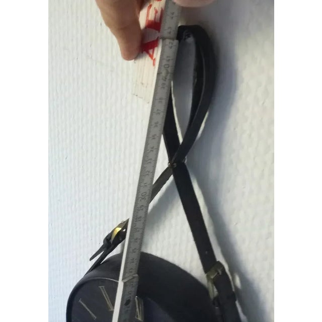 Black Mid-Century Leather Wall Clock For Sale - Image 8 of 9