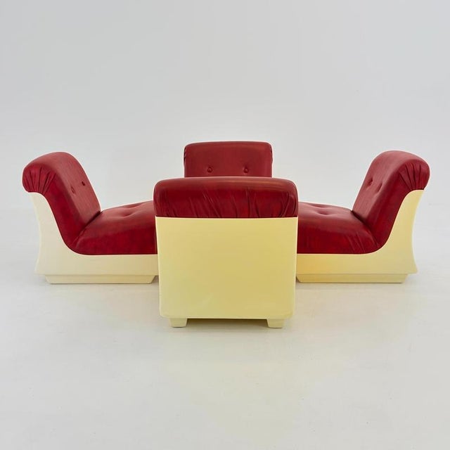 Mid-Century Space Age Lounge Chair in Red Leather & Fiberglass Shell, Germany, 1970s For Sale - Image 15 of 18