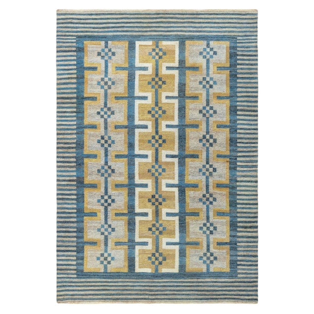 Doris Leslie Blau Vintage Swedish Flat Weave Rug For Sale