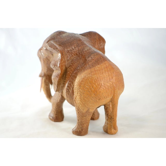 Hand Carved Wood Elephant For Sale In Chicago - Image 6 of 9