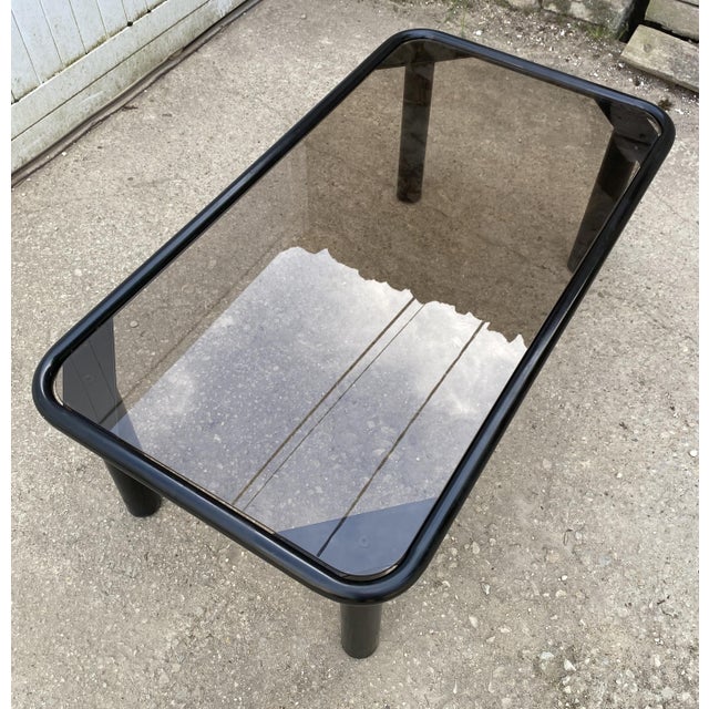 Vintage Black Tubular Coffee Table with Smoked Glass Top by Yves Boutboul, 1980 For Sale - Image 13 of 18