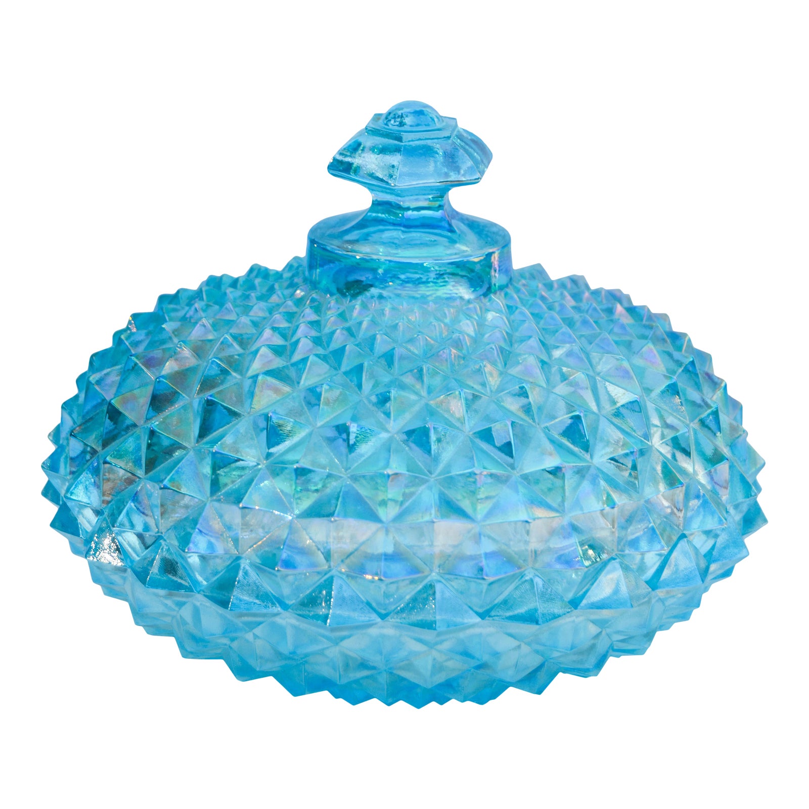 Blue CutCrystal Lidded Bowl Chairish