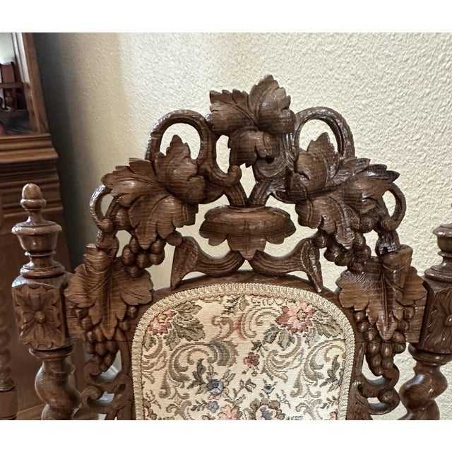 Circa 1860 French Louis XIII Hunting Style Carved Oak Chairs, Set of 6 For Sale - Image 13 of 15