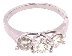 18 Karat White Gold Ring With Three Round Diamonds Totaling 1 Carat