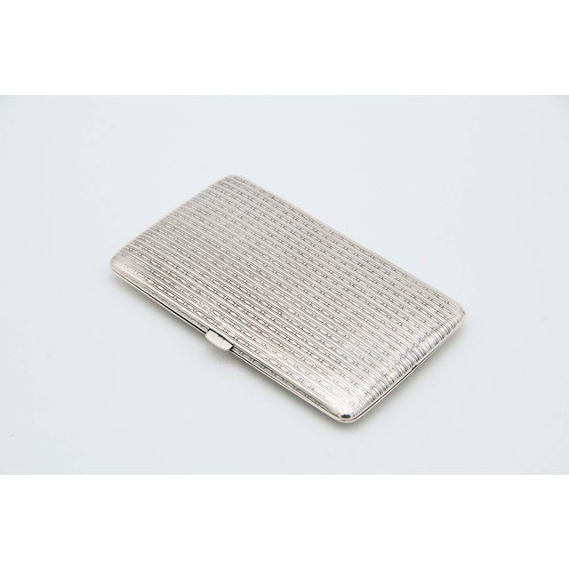 Rectangular Cigarette Case in Guilloche Silver, in Good conditions.