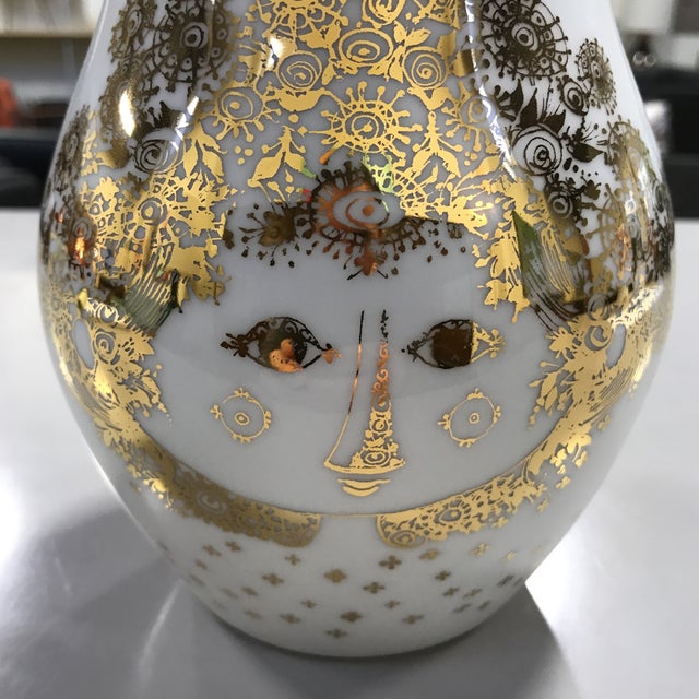 Bjørn Wiinblad White & Gold Ceramic Vase Chairish