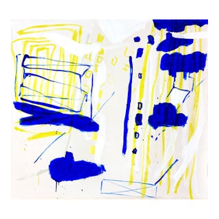 Contemporary Abstract Acrylic on Canvas "Un Pas De Côté" by Macha Poynder For Sale