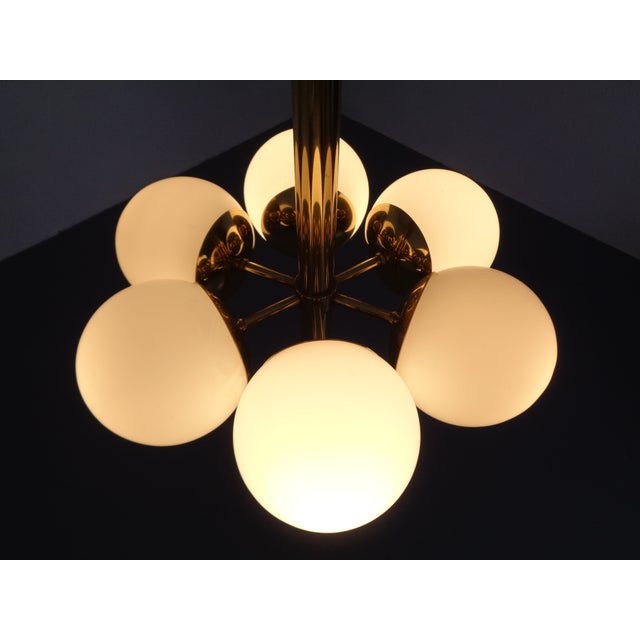 Sputnik Brass and Glass Ceiling Chandelier from Kaiser Idell / Kaiser Leuchten, Germany, 1960s For Sale - Image 15 of 18