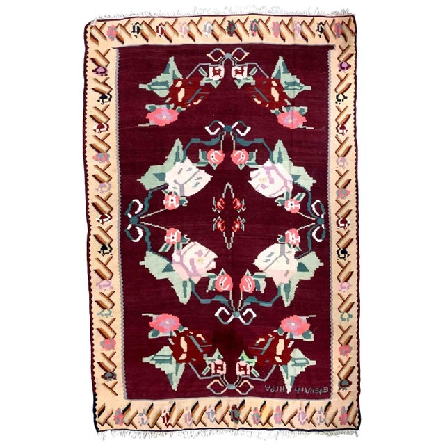 1960s Handmade Antique Romanian Bessarabian Kilim 6.8' X 10' For Sale - Image 13 of 13