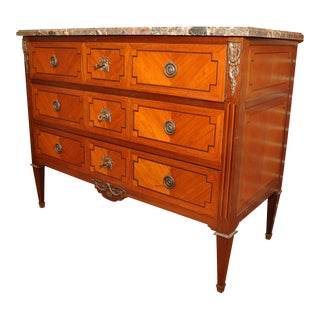 Early 20th Century Antique Louis XVI Marble Top Commode For Sale