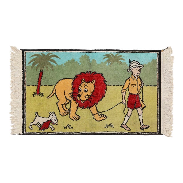 Rug Tintin in Africa, Belgium, 1950s For Sale