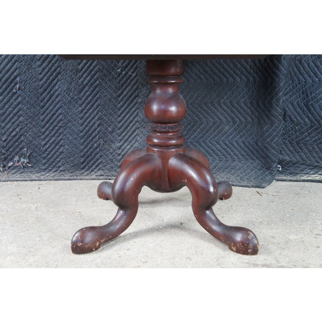 Brown Antique American Empire Mahogany Drop Leaf Parlor Work Table Sewing Stand Chest For Sale - Image 8 of 16