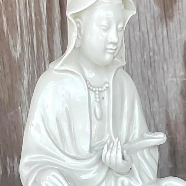 Ceramic Vintage Asian 1920s Blanc De Chine Figure of Lady For Sale - Image 7 of 16