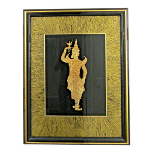 1960s Large Sebet Silverman Verre Églomisé Thai Gold Leaf Sculptural Wall Art
