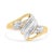 Elevate your style with this intricately designed 10k gold diamond ring. The yellow band has a white gold cross over...