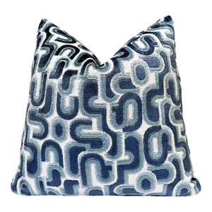 Blue Groove 22x22 Velvet Pillow With Feather Down Insert