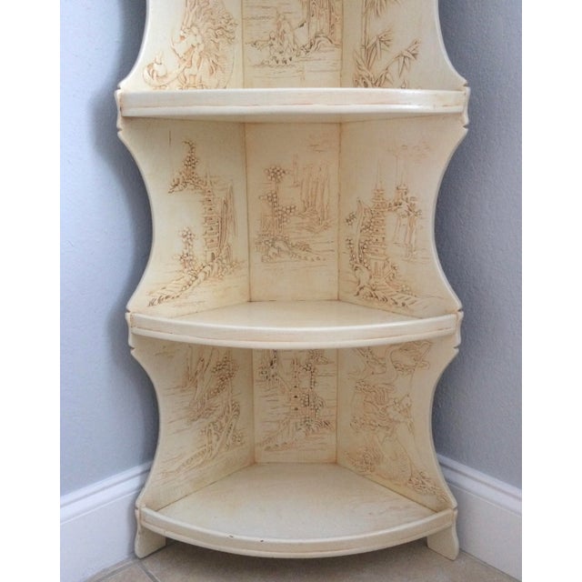 Art Deco Style Chinoiserie Lacquered Corner Etagere Wooden Shelf Chairish