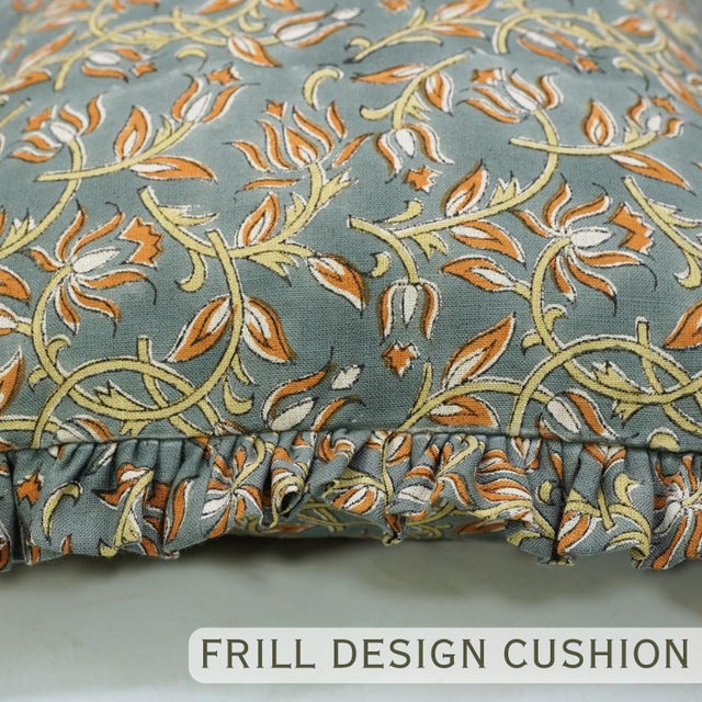 Industrial Artisan Frill Pillow Cover Classic Ruffled Decorative Cushion for Home Styling- 22x22 Inch Kamal Dutta For Sale - Image 3 of 6