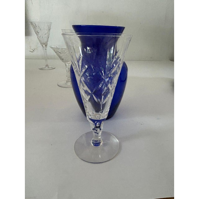 Vintage Crystal Seneca "Stratford" Pattern Glass Company 11 Pieces Barware For Sale - Image 4 of 4