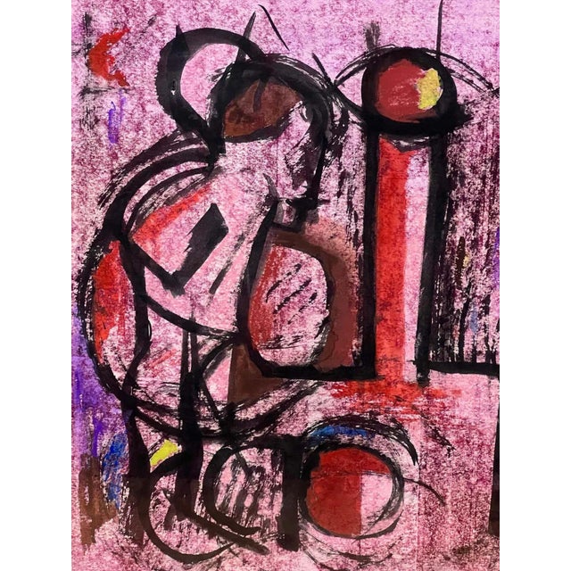 Modern Pink Semi-Abstract Watercolour Still-Life by French Painter France Cami For Sale - Image 3 of 8