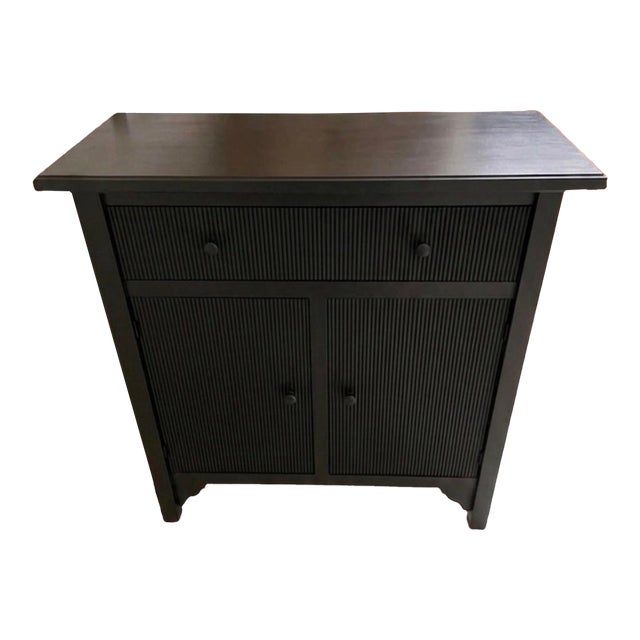 Crate & Barrel Gallery Buffet Black Sideboard Cabinet 38” Reeded Rare New in Box Sealed For Sale